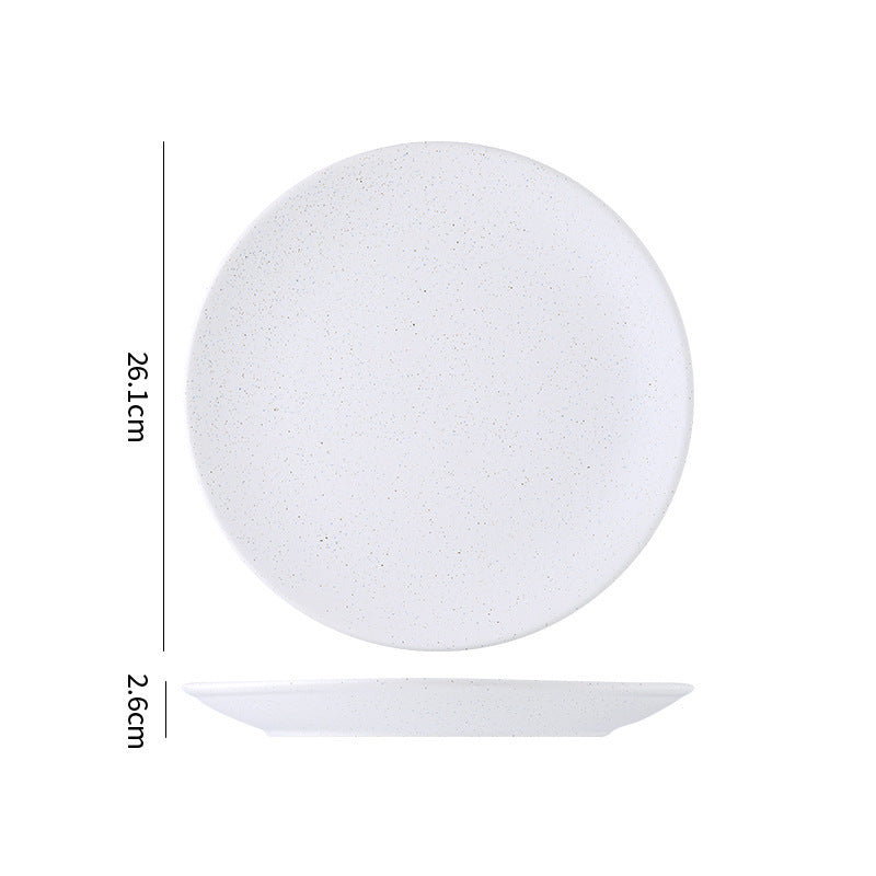Minimalist blue & white polka dot ceramic dinnerware set - western dinner plates, restaurant & hotel quality ceramic tableware with polka dot design
