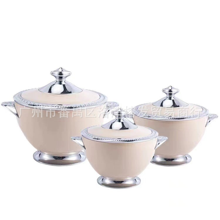 cross-border crown cup thermal insulation box 3-piece set 1.2l, 1.8l, 3.2l food warmer