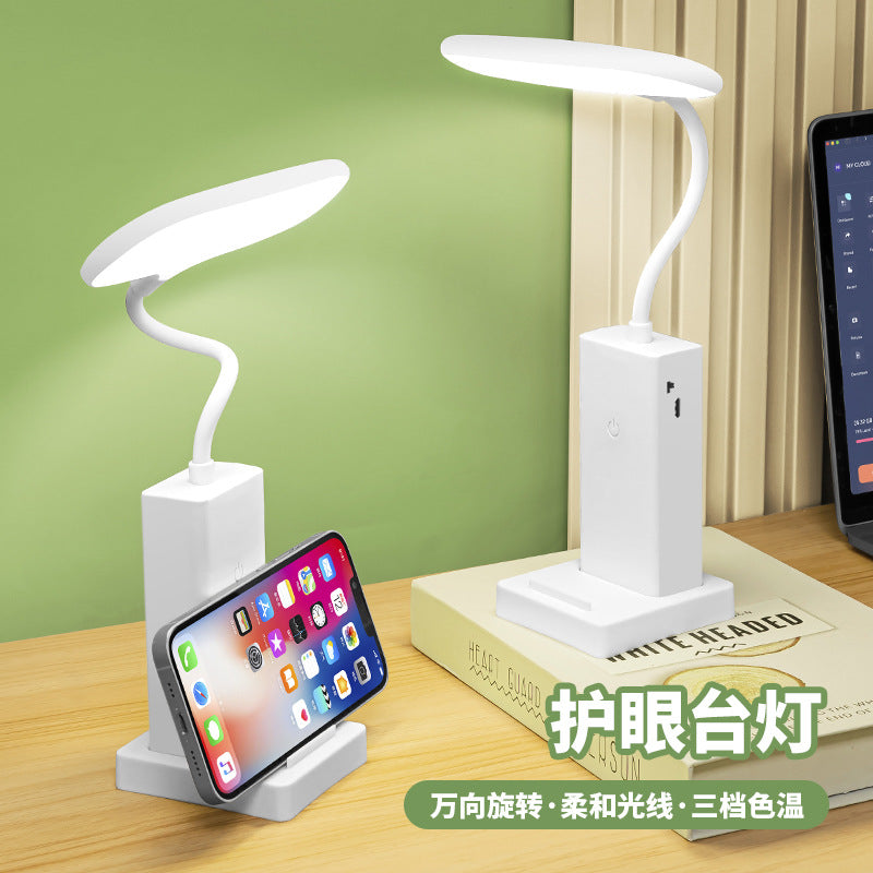 Eye-care desk lamp for study, dorm room, and reading - rechargeable, minimalist night light for bedroom bedside