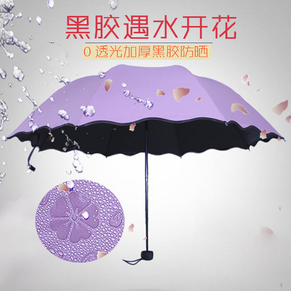 Umbrella Women's umbrella Sunscreen Thickened vinyl weather and rain Sun umbrella Folding three-fold umbrella UV protection Wholesale