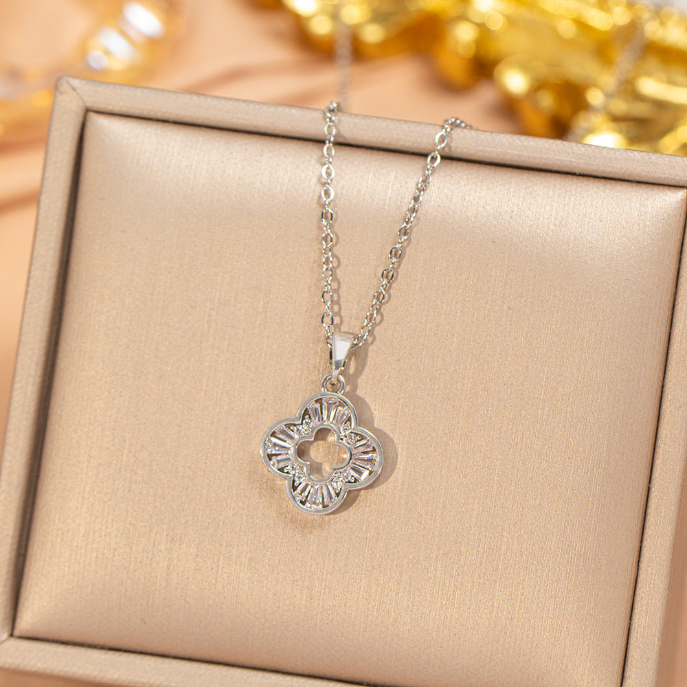 popular stylishfashion copper inlaid zirconium exquisite necklace for women niche styleeasiest for matchaccessible luxury non-fading clavicle chain jewelry