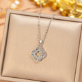 X8361-steel color-four-leaf clover necklace [titanium steel chain copper inlaid zirconium pendant]