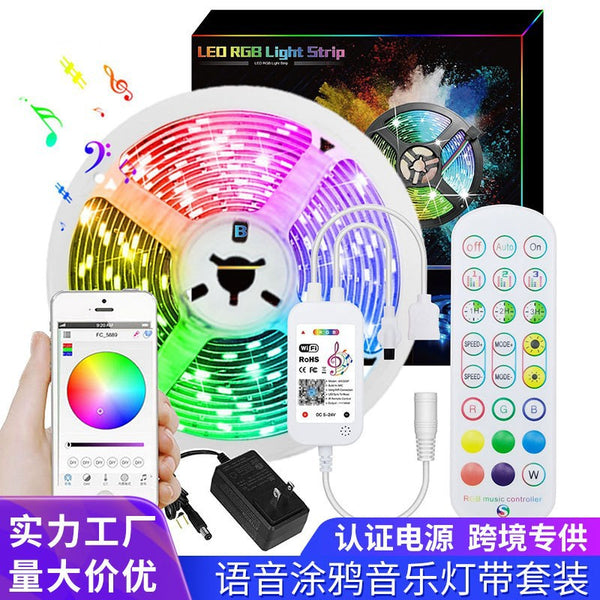 Smart LED light strip set, mobile phone tuya graffiti voice control light strip WIFI graffiti 5050 rgb light strip