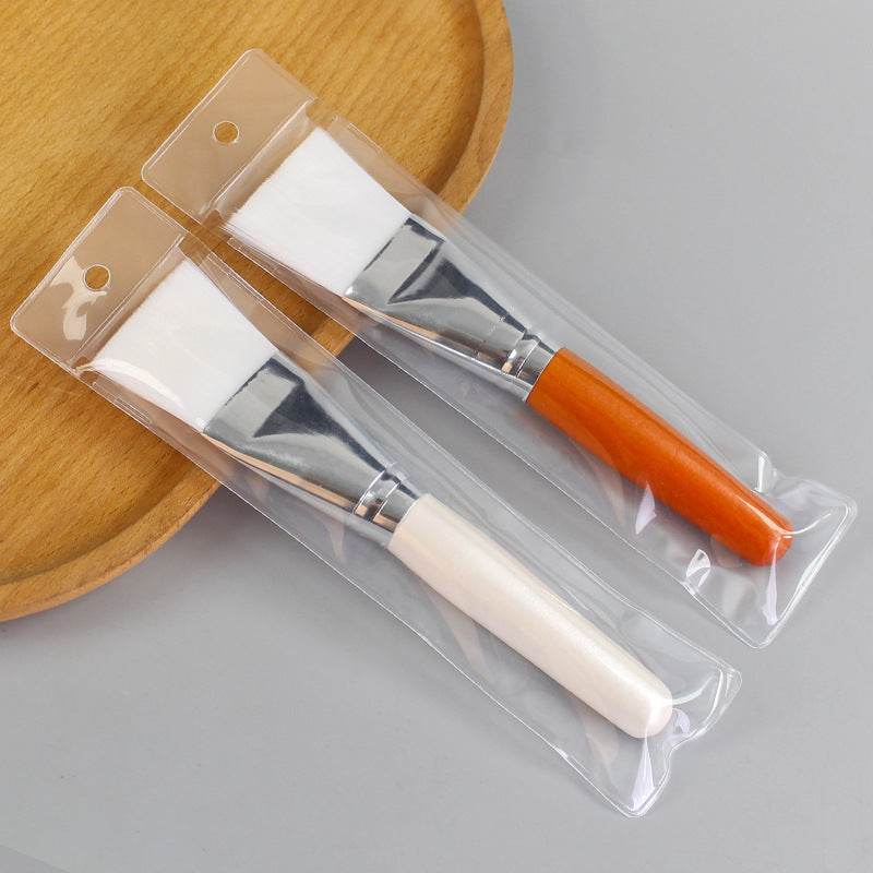 Facial mask brush beauty salon application mask brush wooden handle soft bristle brush makeup brush log pole white bristle brush spa brush