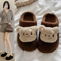 Trendy casual bear slippers for women - new autumn/winter collection, perfect for outdoor wear, dorm room, warm and thickened lambswool cotton shoes, couple's style