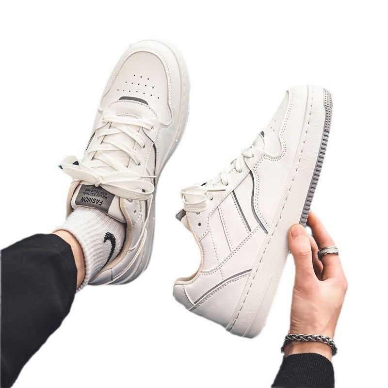 Men's white sneakers: winter breathable, trendy, versatile, high-end white skate shoes, athletic casual shoes for spring