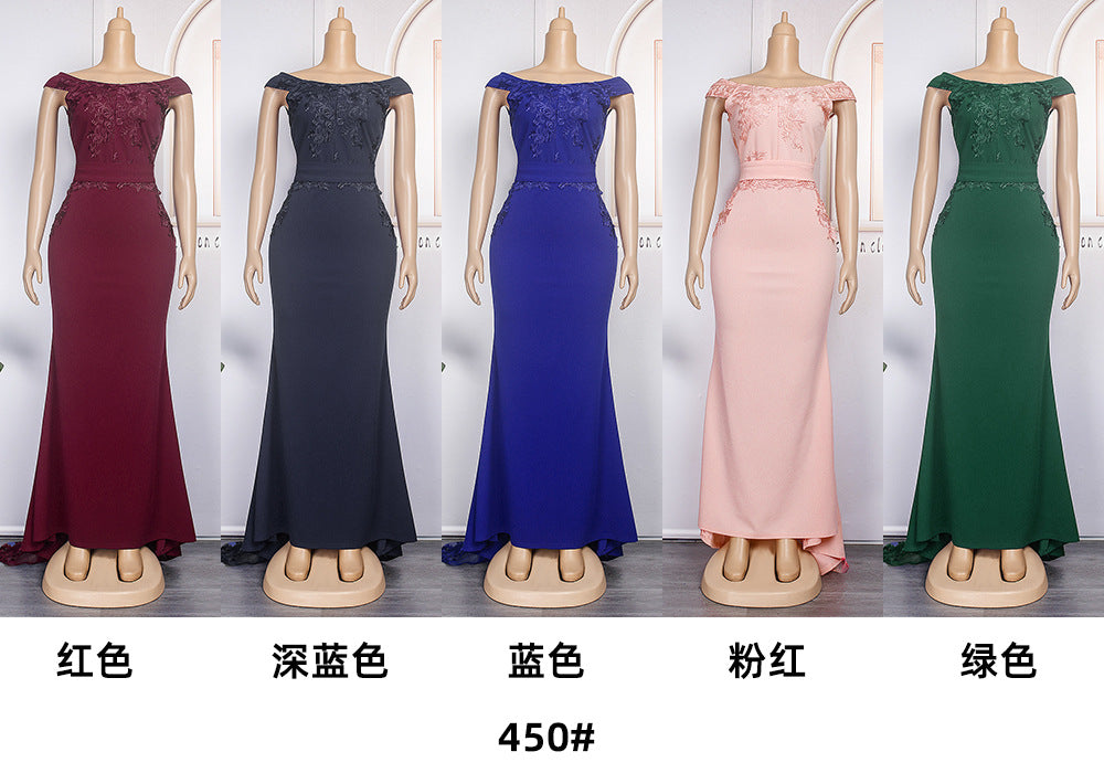 new european and american style african women's bridesmaid dresses long gowns  train evening party dresses