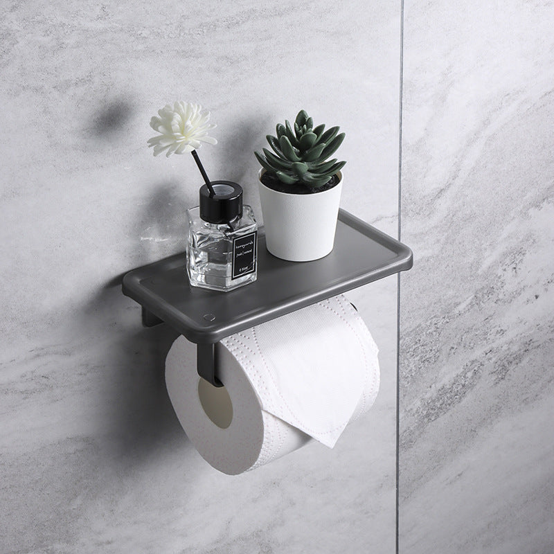 White toilet tissue holder Cross-border non-punching bathroom storage mobile phone rack space aluminum toilet roll holder