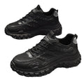 Men's winter work shoes: breathable, wear-resistant, anti-slip, tire tread sole, black athletic style, height increasing, trendy dad shoes