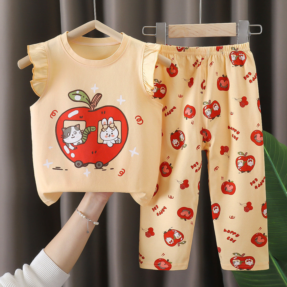 Kids' short-sleeve cotton set: summer t-shirt & pajamas for boys & girls - perfect for home wear and sleepwear