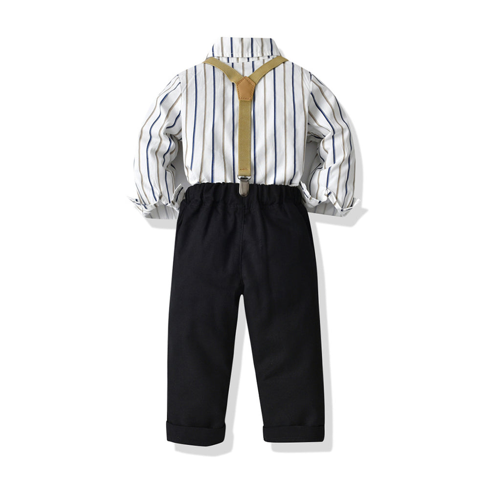 British gentleman's two-piece suit: spring/autumn cotton pique striped outfit for baby/toddler boys - perfect for birthdays!