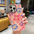 Metal frame suitable for apple 15 mobile phone case iphone17pro blu-ray glue rainbow oil painting flower bracelet