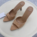 Mng2026 summer new women's shoes black suede mules high heel sandals women's stiletto heel slides