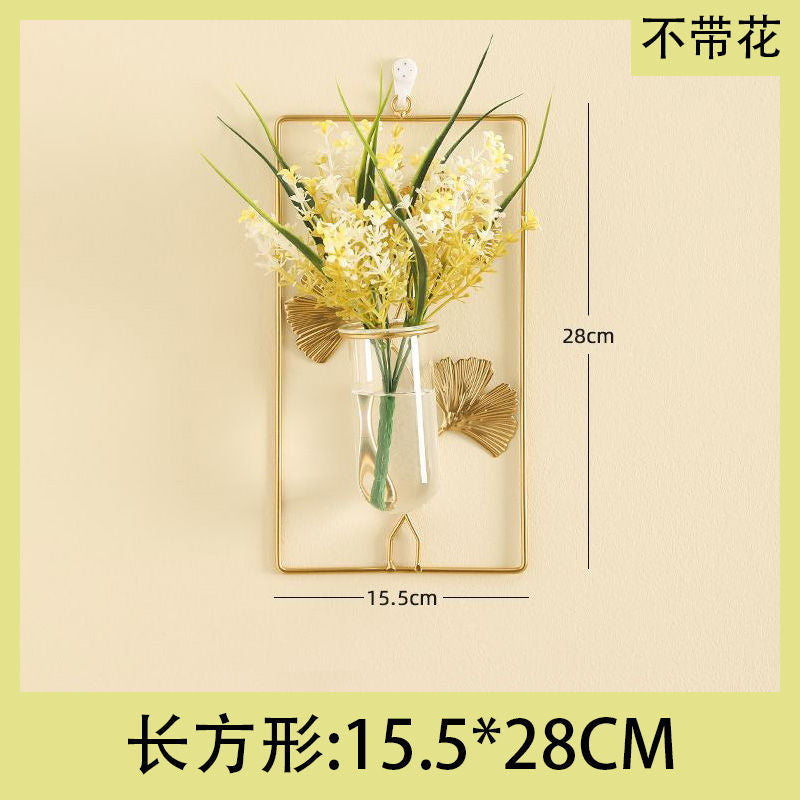 Vase green plant hydroponic flower stand wall hanging no punch florals flower arrangement container scandinavian iron art decoration creative wall hanging