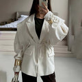 cross-border e-commerce women's fashion: european and american summer new arrivals - stylish, figure-flattering, tie-waist, versatile v-neck blazer jacket