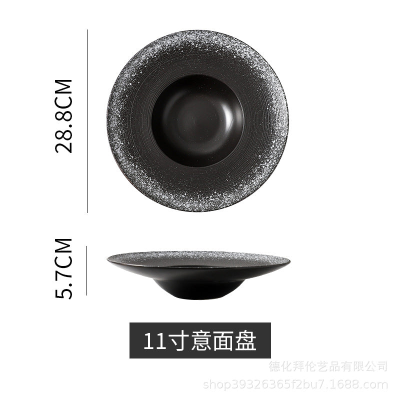 Japanese-style ceramic straw hat plate - hotel & restaurant pasta plate, large soup plate, home dinner plate, display plate - wholesale