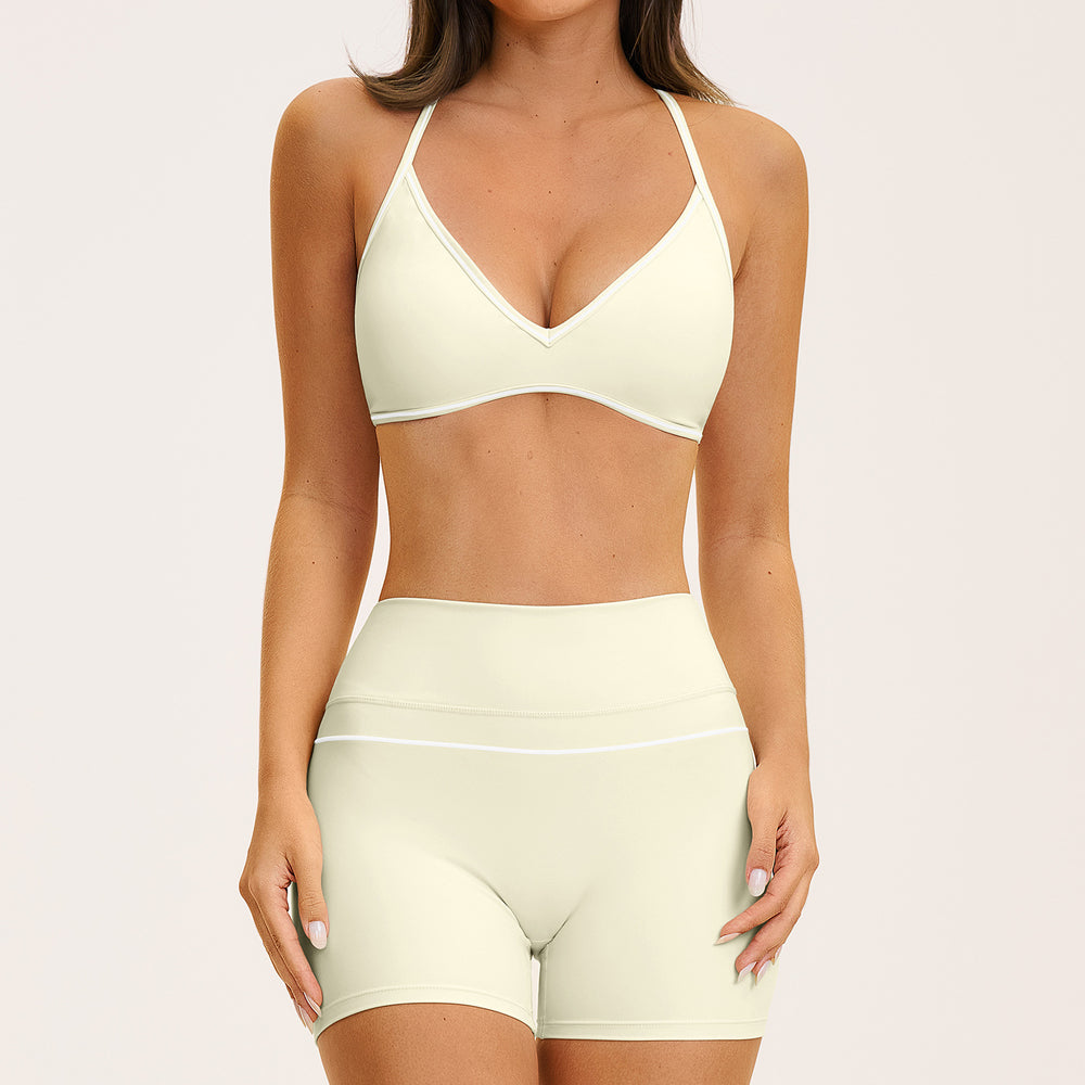 new yoga outfit: high-waisted peach lift, color block, push-up, and beautiful back design - activewear set 9615