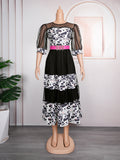African  women's printed patchwork dress, european and american cross-border foreign trade fashion casual polka dot skirt, plus size