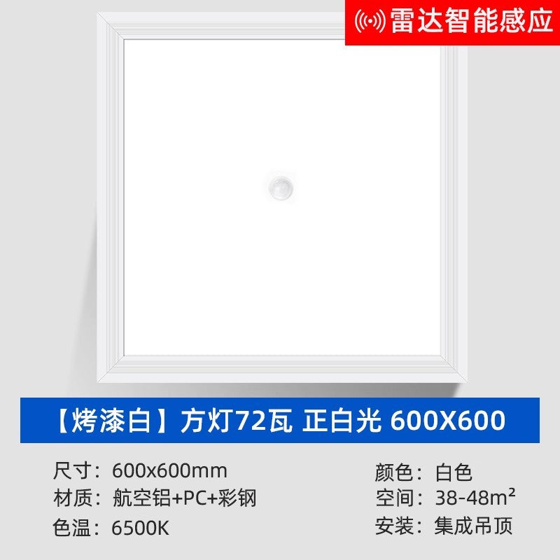 Led integrated ceiling smart panel light - bathroom, hallway, radar & motion sensor, aluminum clip-in, sound control flat panel light