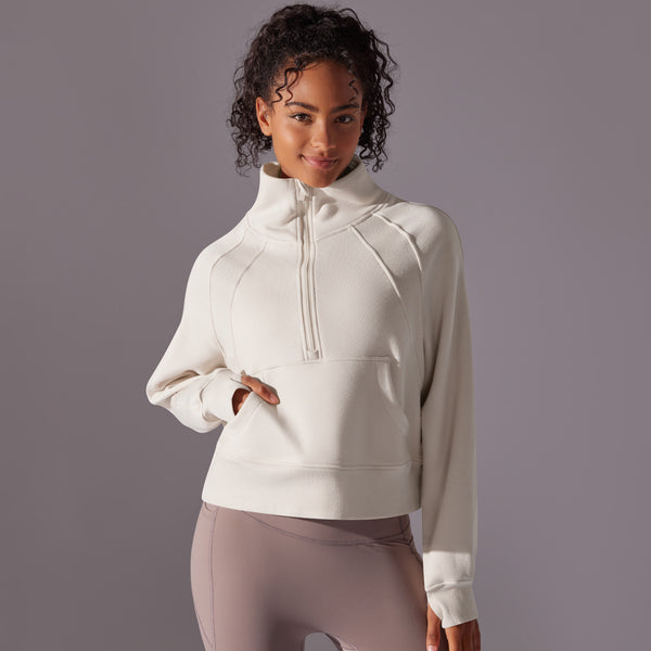 Nesha Trend Turtleneck Warm Inner Fleece Zipper Sports Jacket Loose Yoga Casual Fashion Versatile Sweater