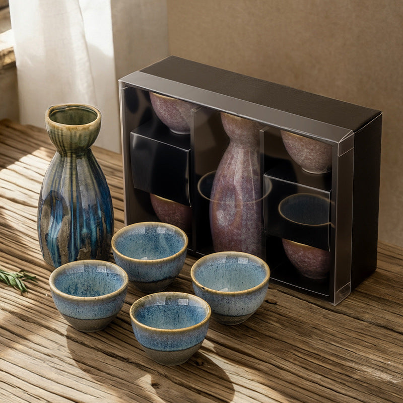 Japanese retro wine set wine bottle suit white wine cup ceramic liquor cup clear pot for home wine cup tea cup accessible luxury
