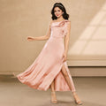 European and american style cross-border e-commerce custom teenage clothing sundress, satin high-end niche dress, elegant and romantic
