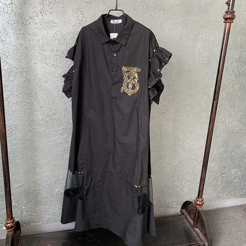 supply of loose pure cotton fashion shirt skirt beaded hot diamond european and american african popular women's clothing big sale