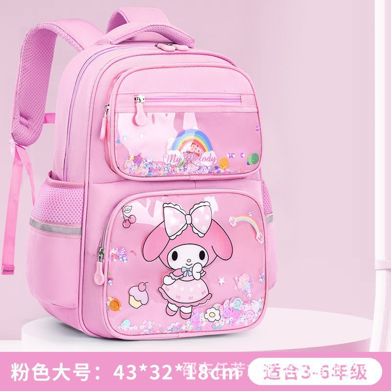 cartoon school backpack for elementary school students, grades 1-6 - quicksand cute girl kuromi fun backpack