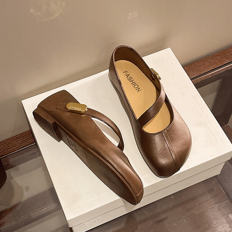 Mary jane shoes round toe soft flatsflats women 2026 spring new arrival flats inclined one strap women's mary jane shoes