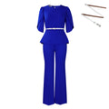 D558 women's foreign trade fashion set : elegant solid color top and wide-leg pants two-piece outfit - european and american style