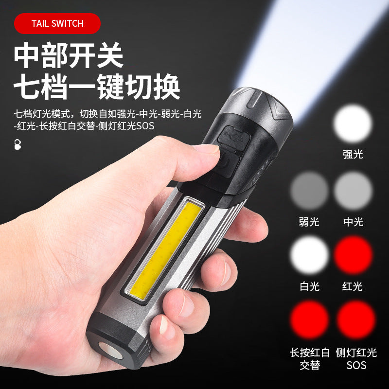 Cross-border new XPE + COB flashlight USB charging foldable multi-function magnetic maintenance work light