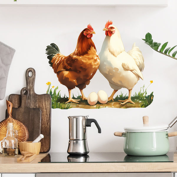 Cross-border new wall stickers animal poultry white and yellow hen stickers are used for home and kitchen decoration beautiful self-adhesive stickers