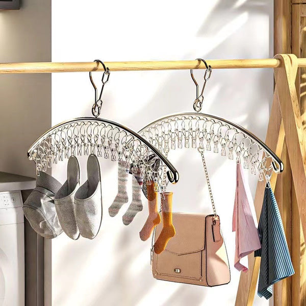 [Douyin Wholesale] Stainless steel hanger bold drying rack socks clip hanger balcony windproof hook drying underwear rack