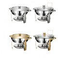 Golden round stainless steel buffet warmer - hotel breakfast buffet stove - soup warmer & food warmer - in stock