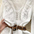 spring new arrival: sweet & chic vacation style - ruffled trim tie-waist bodycon mini dress with ruffle hem