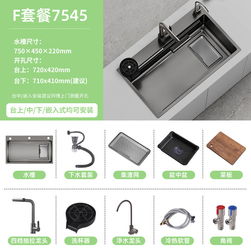 Double slag collection sink large single slot high quality stainless steel kitchen sink thickenedfor home dishwashing sink vegetable sink