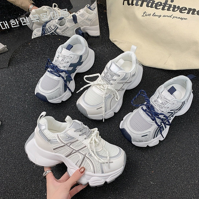 European station dad shoes women's 2026 summer new mesh breathable thick sole heightened retro best selling sports casual shoes