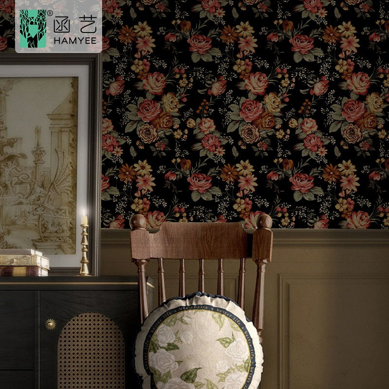 2024 new hotel wall decoration retro instant sticker with glue waterproof wallpaper self-adhesive thickened PVC wallpaper