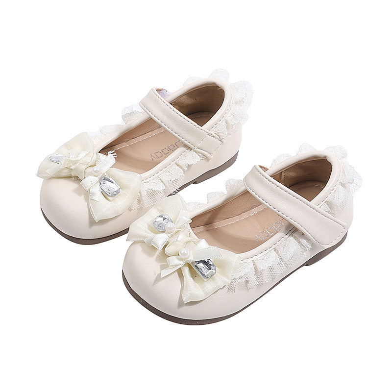 Vancahao girls' ballet princess shoes with bow, leather shoes,  spring/autumn new lolita flats, loafers