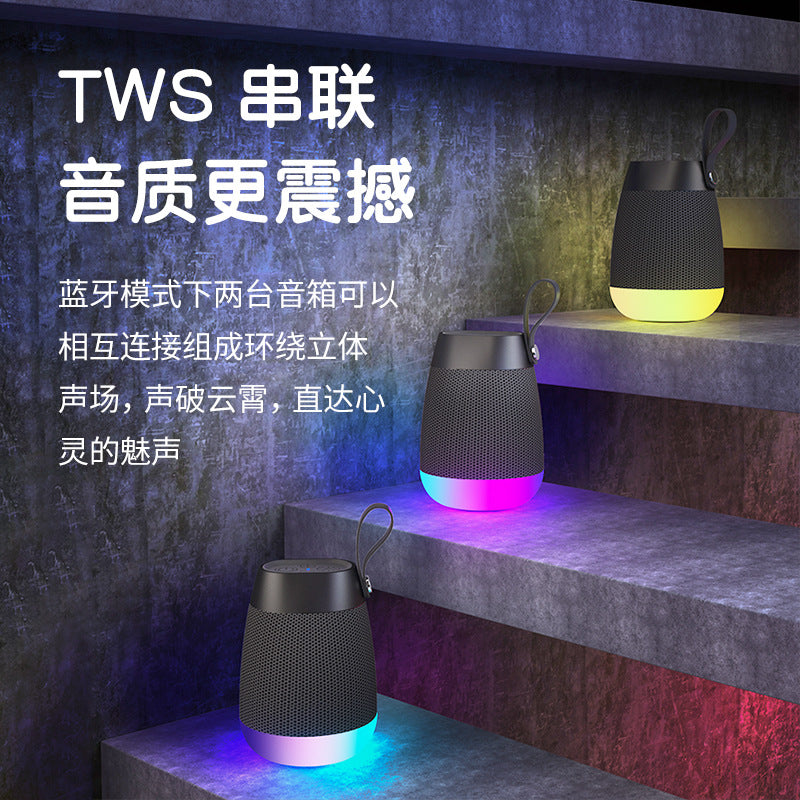 Ebs-702 wireless bluetooth speaker - rgb camping atmosphere speaker, outdoor fabric waterproof cylindrical portable speaker