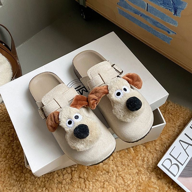 Outwearfall and winter birkenstock shoes family style heattech toe-cap birkenstock women's fleece-lined dog new arrival cashmere dog slippers kids