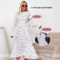 european and american women's clothing new print french chic slimming long sleeve dress
