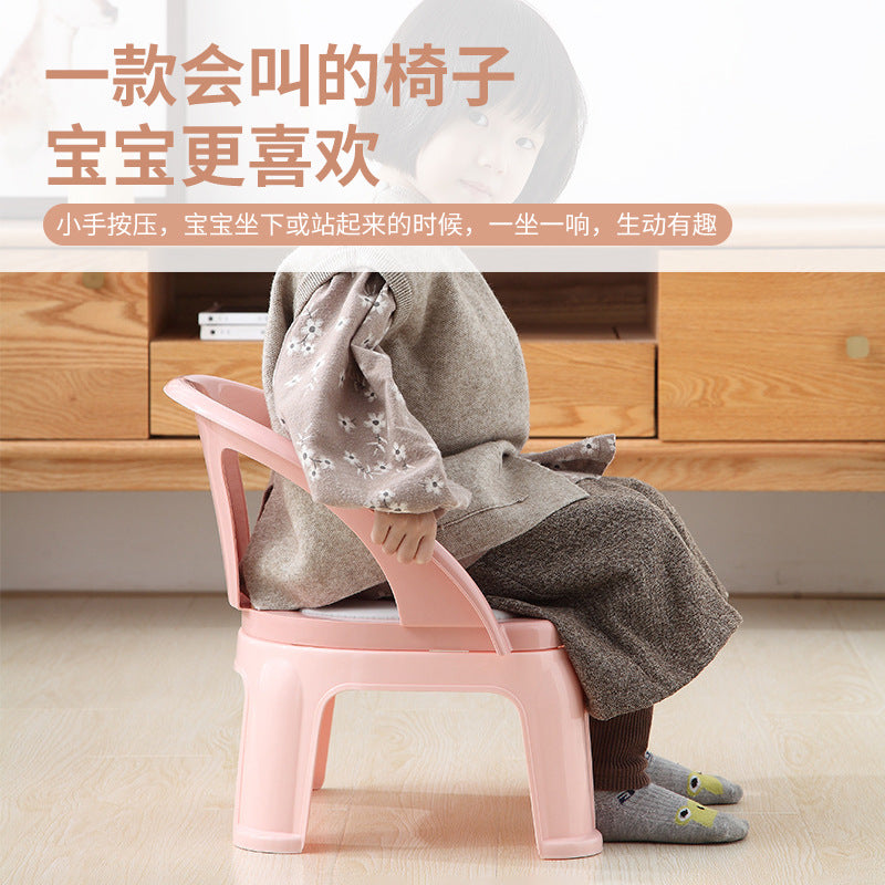 Children's barking chair cartoon toddler backrest chair plastic thickened baby dining chair household non-slip small bench