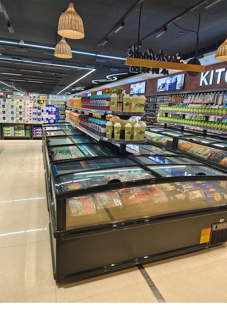 Island cabinet shopping mall supermarket special large capacity combined freezer refrigerated and frozen copper tube horizontal refrigerator large fresh-keeping cabinet