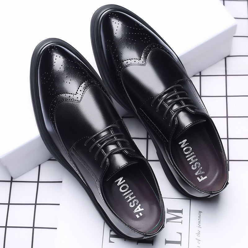 New men's brogue leather shoes - business casual, british style, formal dress shoes, korean style, breathable