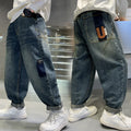 Boys' spring pants: new  denim jeans for spring and autumn, kids' trousers, trendy boys' street style pants, loose fit korean style