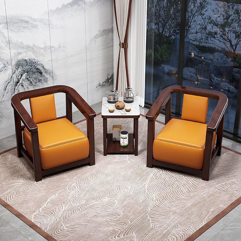 Black walnut all solid wood new Chinese solid wood leisure chair three-piece balcony coffee table small reception chair cp