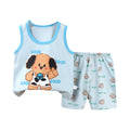 Kids' tank top set - summer new arrival: pure cotton girls' shorts outfit, korean style sleeveless set for baby boys and girls