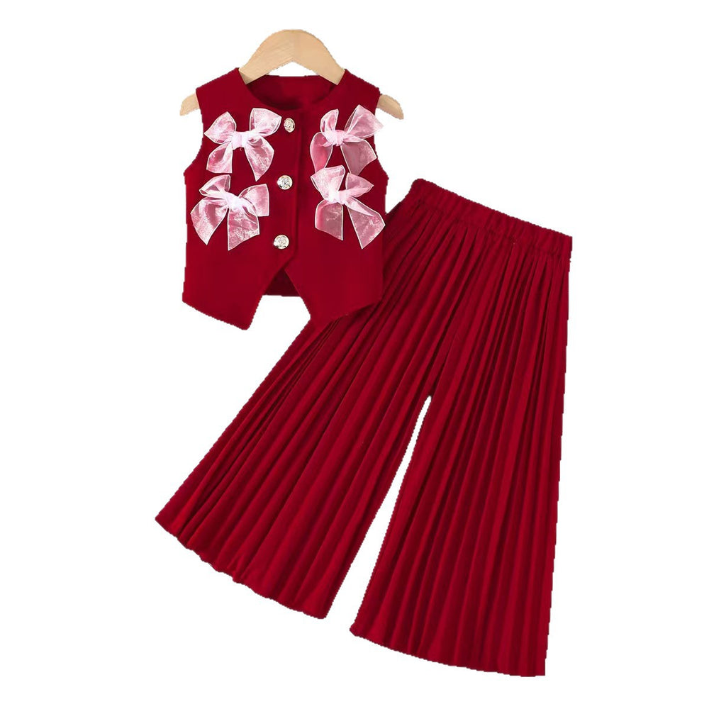export autumn/winter new arrivals: european and american style girls' suit vest and wide-leg pants set
