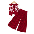 export autumn/winter new arrivals: european and american style girls' suit vest and wide-leg pants set